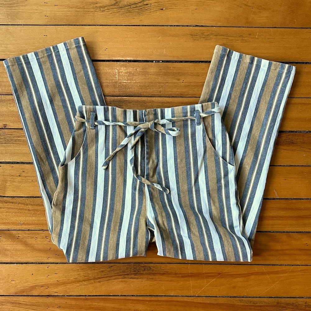 Lulu’s Blow Your Mind Khaki Multi Striped Striped Cropped Jeans​